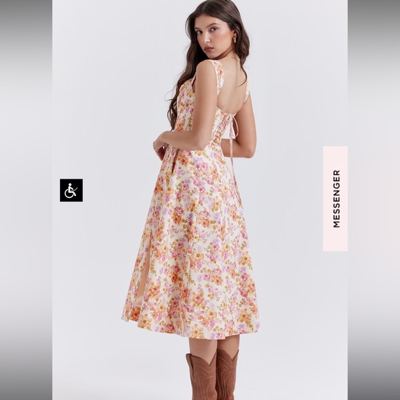 House Of CB Saira Ivory Floral Midi Dress - Picture 2 of 4